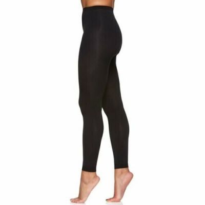 Plush L77406 Women’s Black Patterned Hose Fleece-Lined Footless Tights Size L